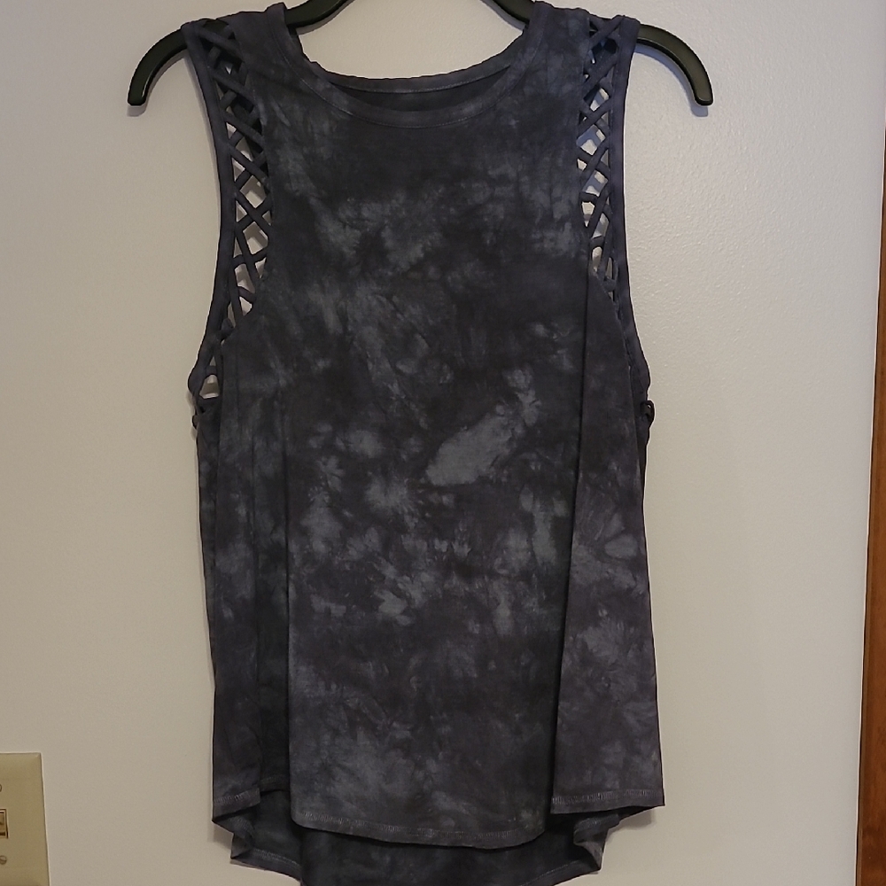 Soft & Sexy Womens Tie Dye Blue Tank Top SZ L
